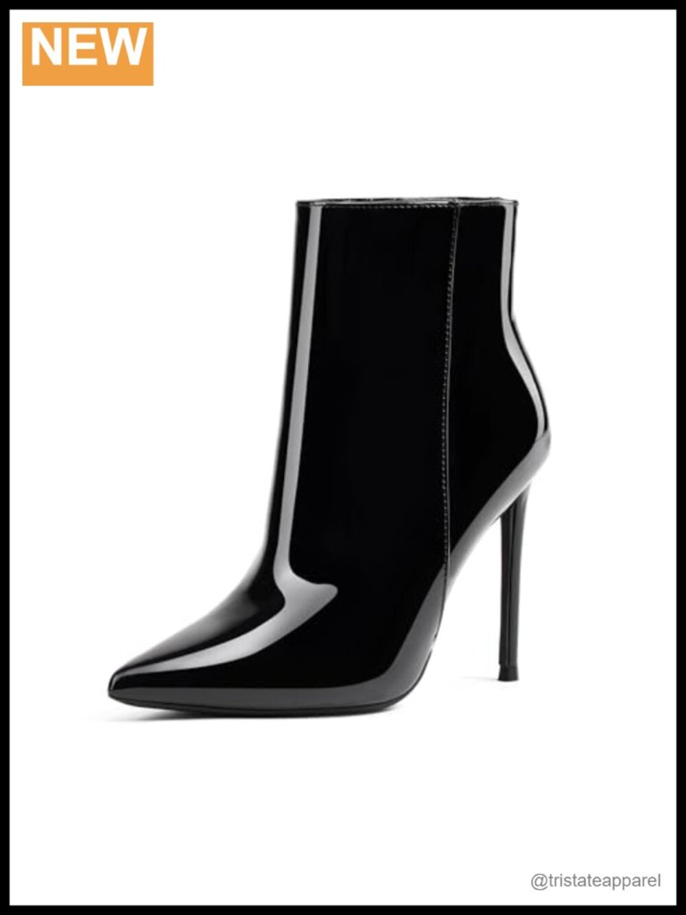 Women's Pointed Toe Stiletto Heel Ankle Booties with Zipper Faux Leather High